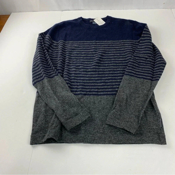 French Connection Mens Small Blue Navy Striped Pullover Sweater NWT MSRP $118 - Picture 6 of 7